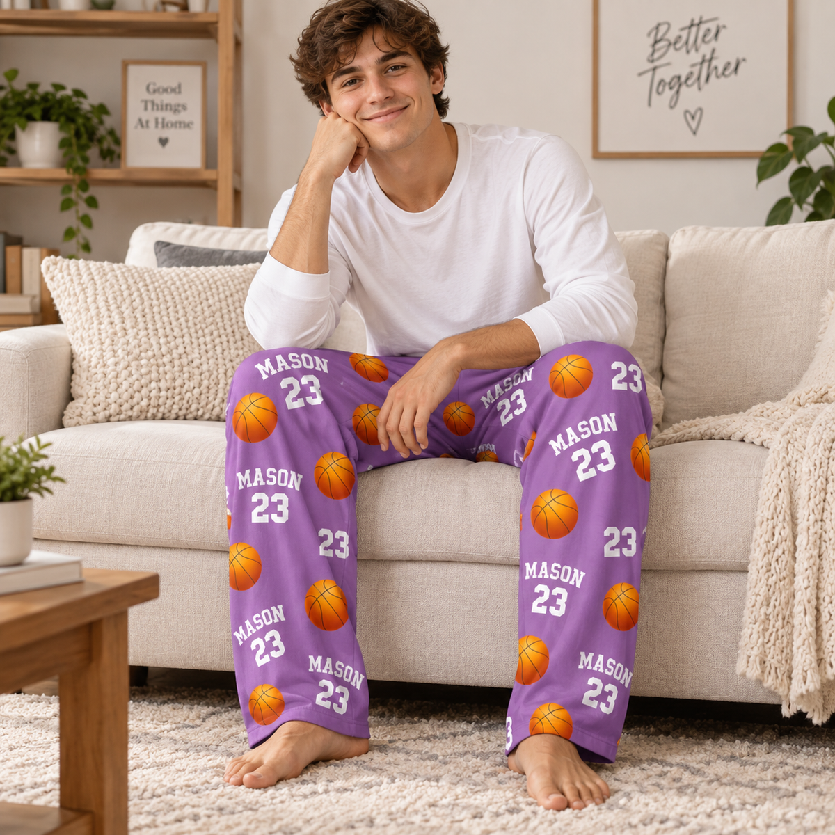 Personalized Sports Name And Number Lounge Pants – Custom Football Baseball Basketball Soccer Pajama Pants