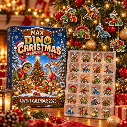 Personalized Dino Christmas Advent Calendar 2026 – 2D Acrylic Dinosaur Collectible Countdown