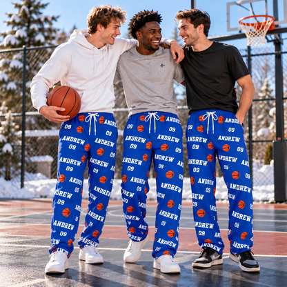 Personalized Basketball Pajama Pants – Custom Name & Number Lounge Pants, Basketball Player Gift