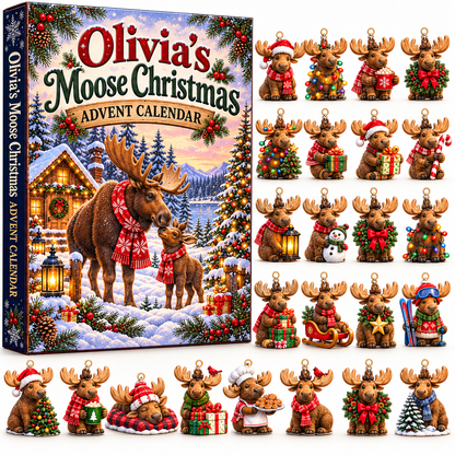 Personalized Moose Christmas Advent Calendar 2026 – 2D Acrylic Holiday Countdown