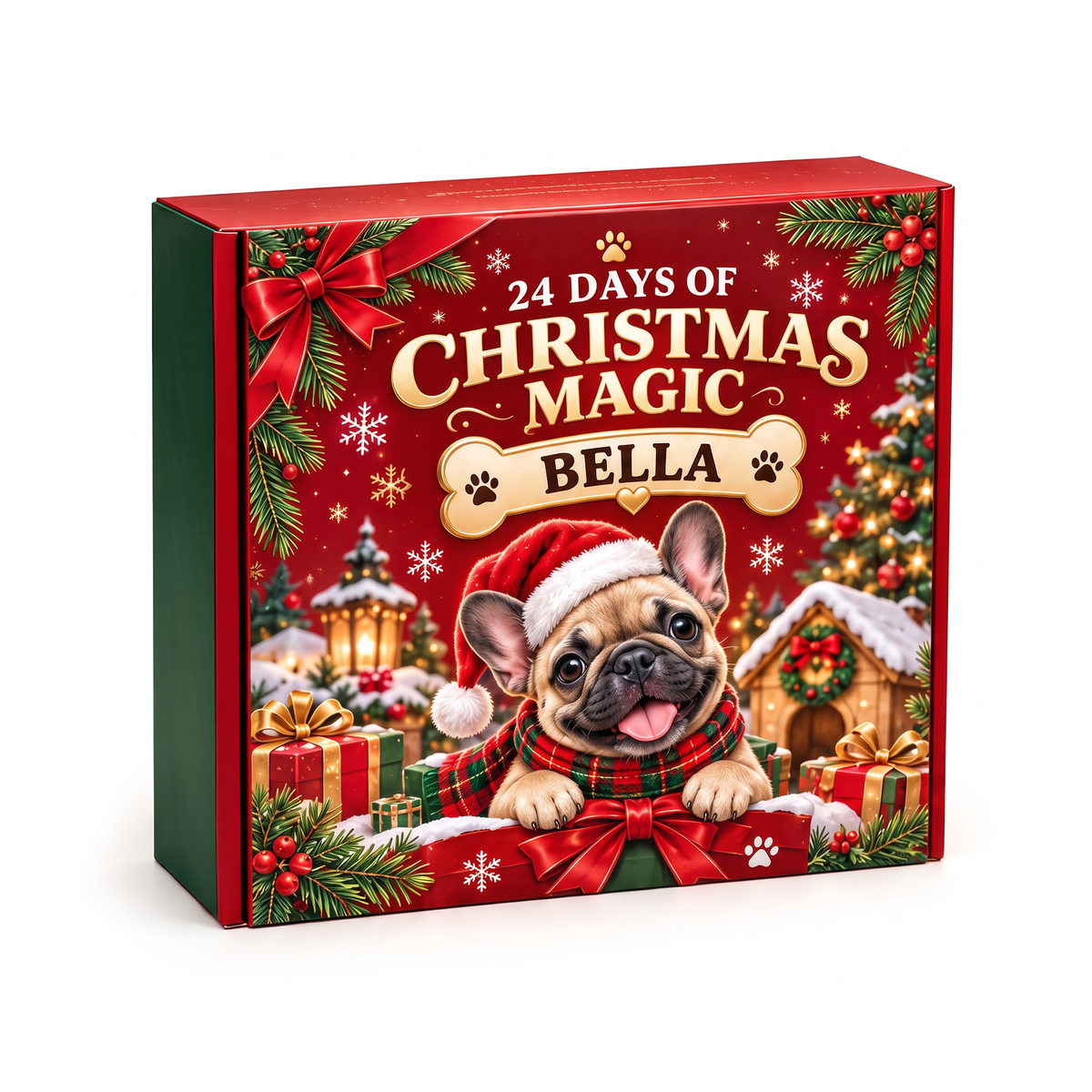 Personalized 24 Days French Bulldog Christmas Advent Calendar Bracelet Set With 24 Charms