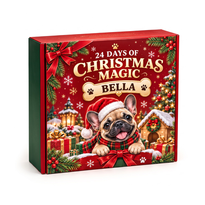 Personalized 24 Days French Bulldog Christmas Advent Calendar Bracelet Set With 24 Charms