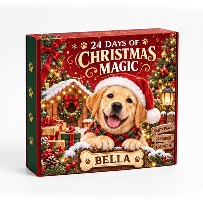Personalized Labrador Retriever 24 Days Christmas Advent Calendar Bracelet Set With 24 Charms