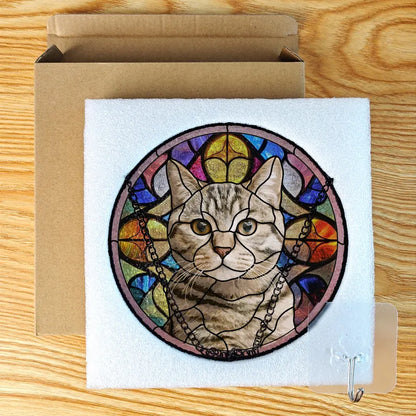 Personalized Pet Portrait Stained Glass Suncatcher – Custom Pet Art From Photo, Memorial Window Hanging & Pet Lover Gift