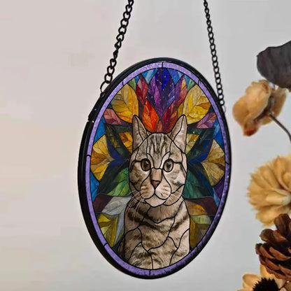 Personalized Pet Portrait Stained Glass Suncatcher – Custom Pet Art From Photo, Memorial Window Hanging & Pet Lover Gift