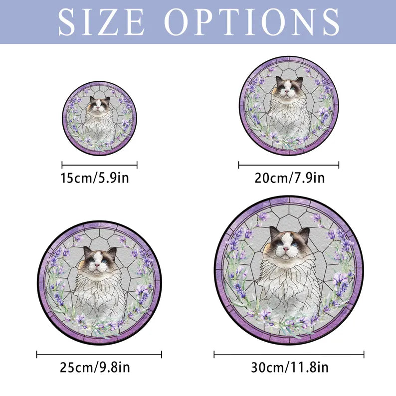 Personalized Pet Portrait Stained Glass Suncatcher – Custom Pet Photo Memorial Window Hanging, Pet Keepsake Gift