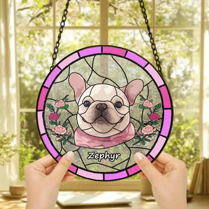 Personalized Pet Memorial Stained Glass Suncatcher – Custom Pet Portrait From Photo, Pet Loss Tribute & Keepsake Gift