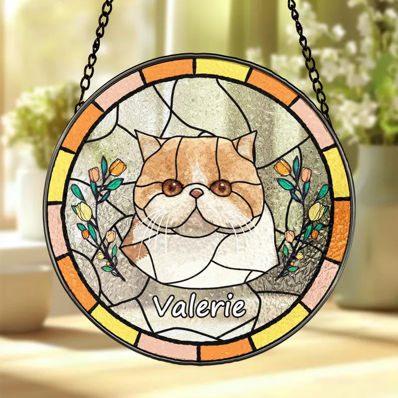 Personalized Pet Memorial Stained Glass Suncatcher – Custom Pet Portrait From Photo, Pet Loss Tribute & Keepsake Gift