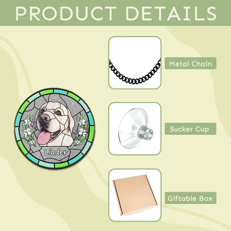 Personalized Pet Memorial Stained Glass Suncatcher – Custom Pet Portrait From Photo, Pet Loss Tribute & Keepsake Gift