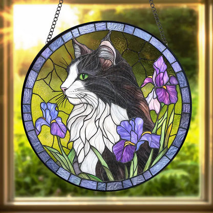 Personalized Pet Memorial Stained Glass Suncatcher – Custom Dog or Cat Portrait from Photo, Pet Loss Keepsake
