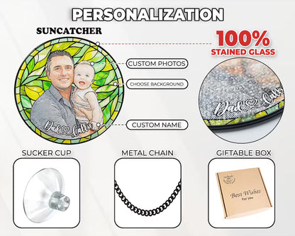 Personalized Photo Portrait Stained Glass Suncatcher – Custom Family Window Hanging, Unique Keepsake Gift for Mom & Grandma