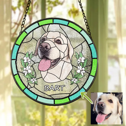 Personalized Pet Memorial Stained Glass Suncatcher – Custom Pet Portrait From Photo, Pet Loss Tribute & Keepsake Gift
