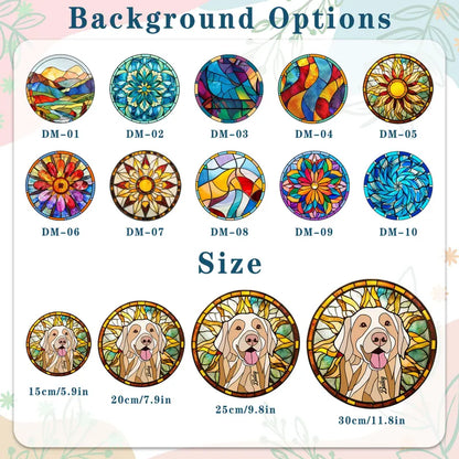 Personalized Pet Memorial Stained Glass Suncatcher – Custom Dog Portrait From Photo, Pet Loss Keepsake Window Hanging Gift