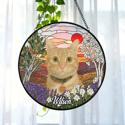 Personalized Pet Memorial Stained Glass Suncatcher – Custom Pet Portrait From Photo, Pet Loss Keepsake Gift