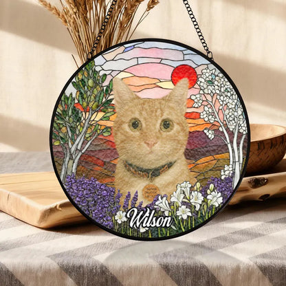 Personalized Pet Memorial Stained Glass Suncatcher – Custom Pet Portrait From Photo, Pet Loss Keepsake Gift