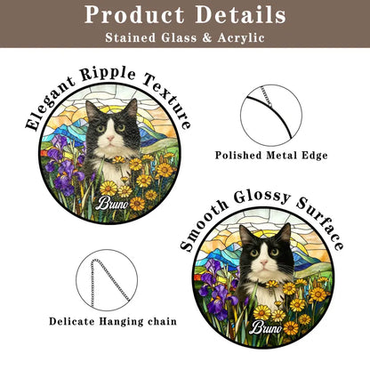 Personalized Pet Memorial Stained Glass Suncatcher – Custom Pet Portrait From Photo, Pet Loss Keepsake Gift