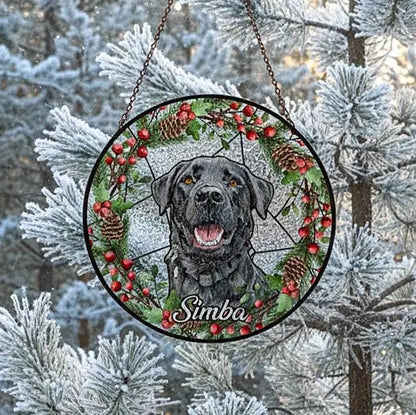 Personalized Pet Portrait Stained Glass Suncatcher – Custom Photo Memorial Keepsake, Christmas Window Hanging Gift