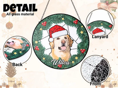 Personalized Pet Portrait Stained Glass Suncatcher – Custom Photo Memorial Keepsake, Christmas Window Hanging Gift