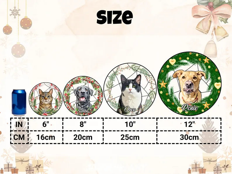 Personalized Pet Portrait Stained Glass Suncatcher – Custom Photo Memorial Keepsake, Christmas Window Hanging Gift