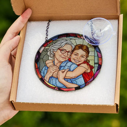 Personalized Photo Stained Glass Suncatcher – Custom Portrait Window Hanging, Christmas Family & Couple Keepsake Gift