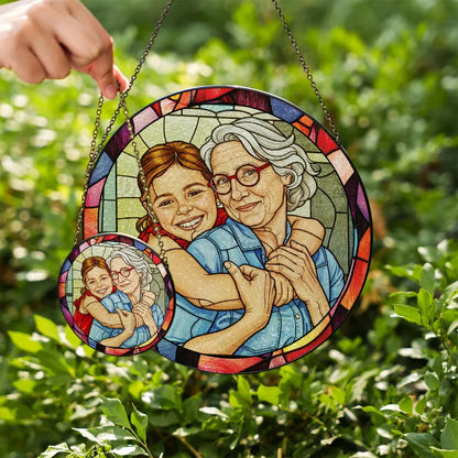 Personalized Photo Stained Glass Suncatcher – Custom Portrait Window Hanging, Christmas Family & Couple Keepsake Gift