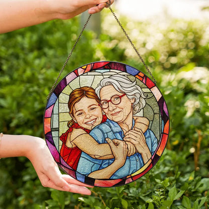 Personalized Photo Stained Glass Suncatcher – Custom Portrait Window Hanging, Christmas Family & Couple Keepsake Gift