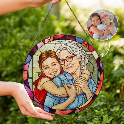 Personalized Photo Stained Glass Suncatcher – Custom Portrait Window Hanging, Christmas Family & Couple Keepsake Gift