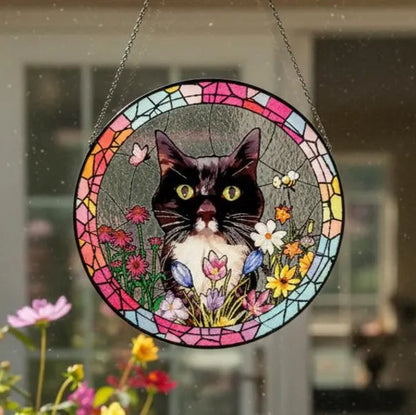 Personalized Pet Portrait Stained Glass Suncatcher – Custom Photo Pet Keepsake, Memorial Window Hanging Gift