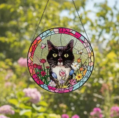 Personalized Pet Portrait Stained Glass Suncatcher – Custom Photo Pet Keepsake, Memorial Window Hanging Gift