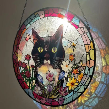 Personalized Pet Portrait Stained Glass Suncatcher – Custom Photo Pet Keepsake, Memorial Window Hanging Gift
