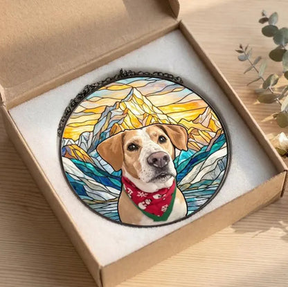 Personalized Dog Memorial Stained Glass Suncatcher – Custom Dog Portrait From Photo, Pet Loss Sympathy Keepsake Gift