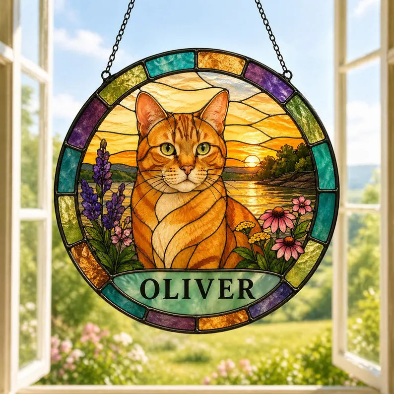 Personalized Pet Memorial Suncatcher – Custom Dog or Cat Portrait from Photo