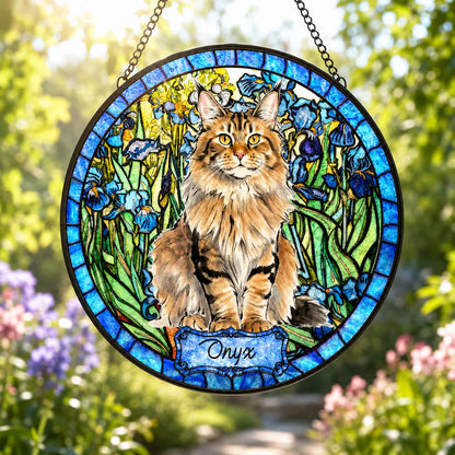 Personalized Pet Memorial Stained Glass Suncatcher – Custom Pet Portrait From Photo, Pet Loss Window Hanging Keepsake