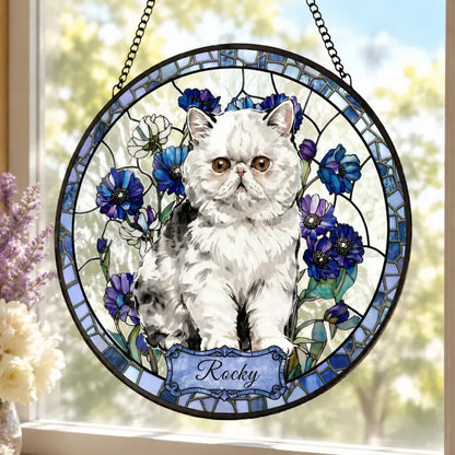 Personalized Pet Memorial Stained Glass Suncatcher – Custom Pet Portrait From Photo, Pet Loss Keepsake Window Hanging Gift