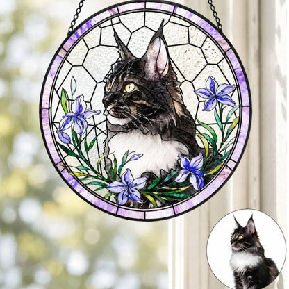 Personalized Pet Memorial Stained Glass Suncatcher – Custom Pet Portrait From Photo, Pet Loss Sympathy Keepsake Gift