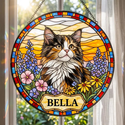 Personalized Pet Memorial Stained Glass Suncatcher – Custom Pet Portrait From Photo, Pet Loss Sympathy Keepsake Gift