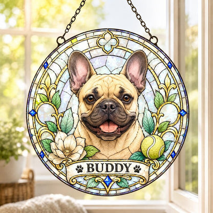 Personalized Pet Portrait Stained Glass Suncatcher – Custom Pet Photo Window Hanging, Unique Pet Lover Keepsake Gift