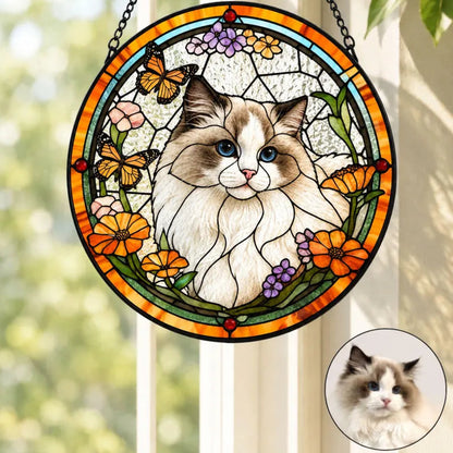 Personalized Pet Memorial Stained Glass Suncatcher – Custom Pet Portrait From Photo, Pet Loss Sympathy Keepsake Gift