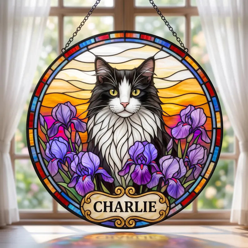 Personalized Pet Memorial Stained Glass Suncatcher – Custom Pet Portrait From Photo, Pet Loss Sympathy Keepsake Gift