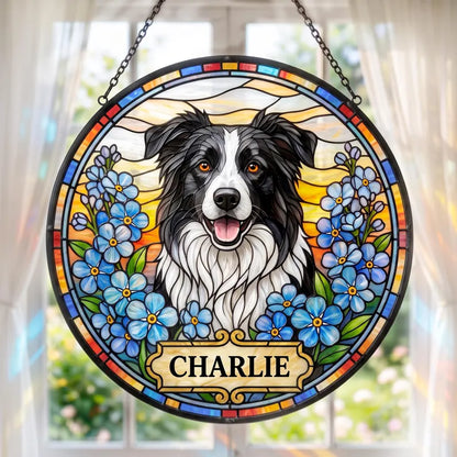 Personalized Pet Memorial Stained Glass Suncatcher – Custom Pet Portrait From Photo, Pet Loss Sympathy Keepsake Gift