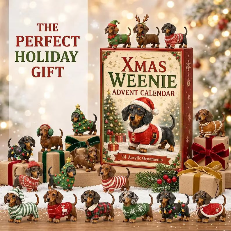 2D Dachshund Christmas Advent Calendar 2026, 24-Day Dog Lover Countdown, Cute Wiener Dog Christmas Gift