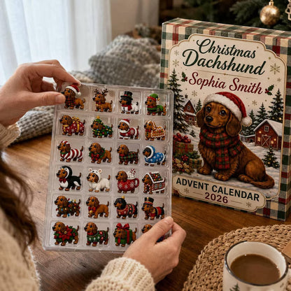 Personalized Dachshund Advent Calendar: Custom Dog Christmas Countdown Box 2026