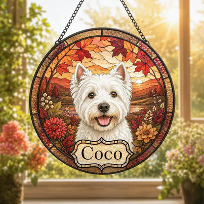 Personalized Pet Portrait Stained Glass Suncatcher – Custom Photo Memorial Keepsake, Pet Loss Sympathy Gift