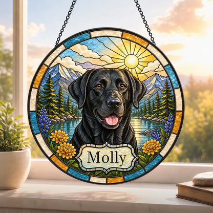 Personalized Pet Portrait Stained Glass Suncatcher – Custom Photo Memorial Keepsake, Pet Loss Sympathy Gift