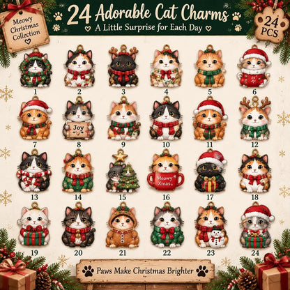 Personalized Cat Advent Calendar, Christmas Countdown Box, 24 Cute Cat Charms, Custom Family Name Holiday Keepsake, Cat Lover Gift 2026