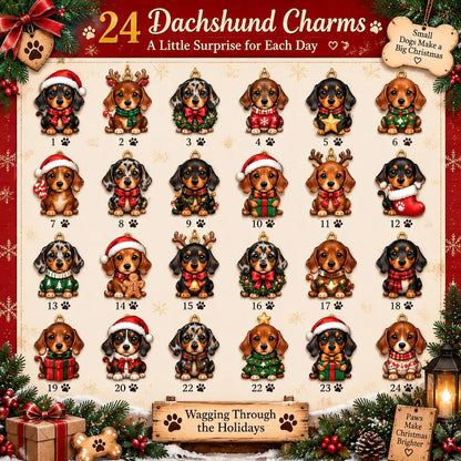 2D Dachshund Christmas Advent Calendar 2026, 24-Day Sausage Dog Countdown, Cute Dog Lover Holiday Gift