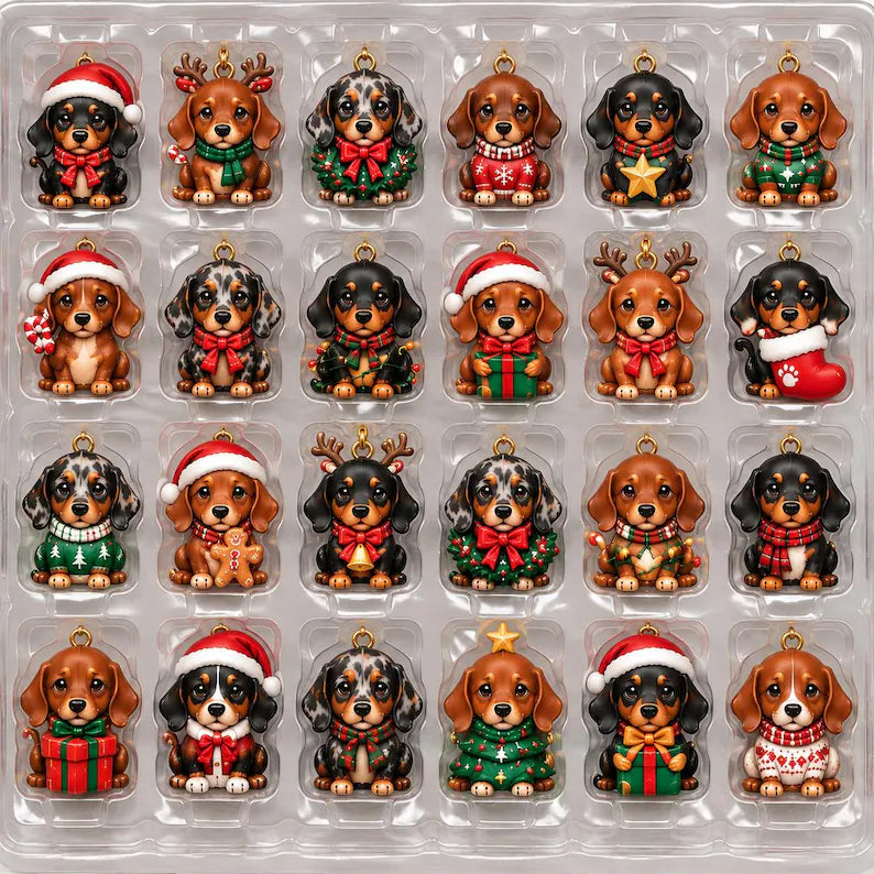 2D Dachshund Christmas Advent Calendar 2026, 24-Day Sausage Dog Countdown, Cute Dog Lover Holiday Gift