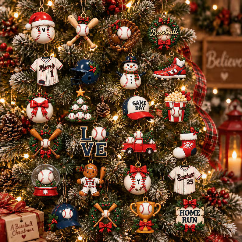 Baseball Advent Calendar 2026, Christmas Countdown Box, 24 Baseball Charms, Personalized Name Holiday Keepsake, Baseball Player Gift