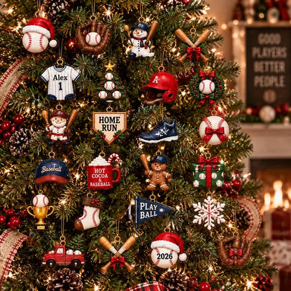 Custom Name Baseball Advent Calendar 2026, Christmas Countdown Box, 24 Baseball Charms, Personalized Holiday Keepsake, Baseball Player Gift