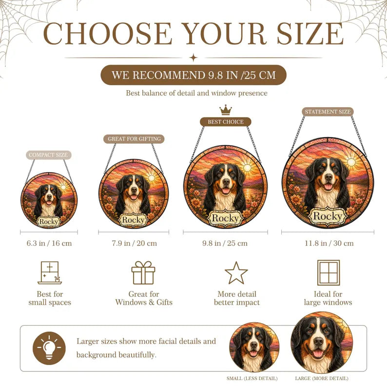 Personalized Pet Portrait Stained Glass Suncatcher – Custom Photo Memorial Keepsake, Pet Loss Sympathy Gift